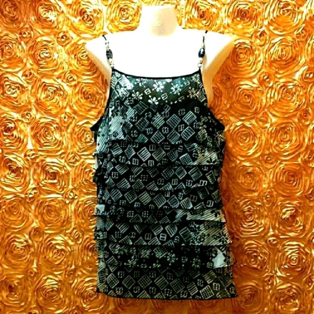 2/$60😆LAPIS Black & White Blouse Top NWOT  Size L